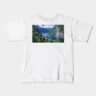 Norway Fjords Painting Kids T-Shirt